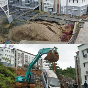 Longsor UIN Imam Bonjol Padang Timbun 4 Mobil dan 3 Motor